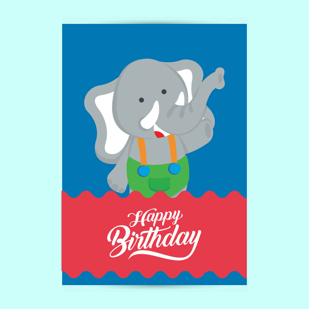 Všechno nejlepší k narozeninám flyer šablony s slon - Vektor, obrázek