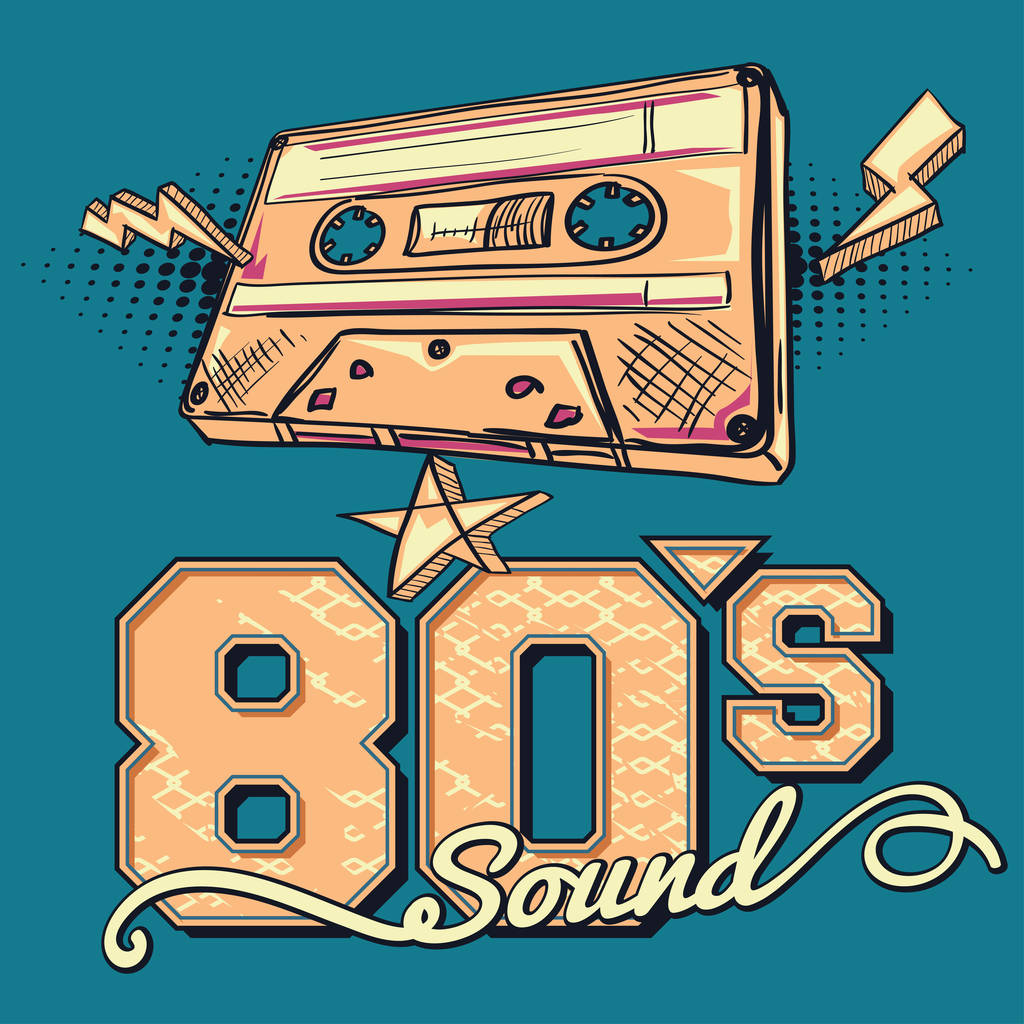 80-ті звук - намальований музичний плакат
 - Вектор, зображення