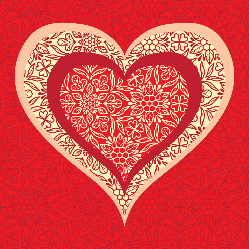 Valentines day vector clip art red greeting card with white paper heart design holiday - Vector, Image