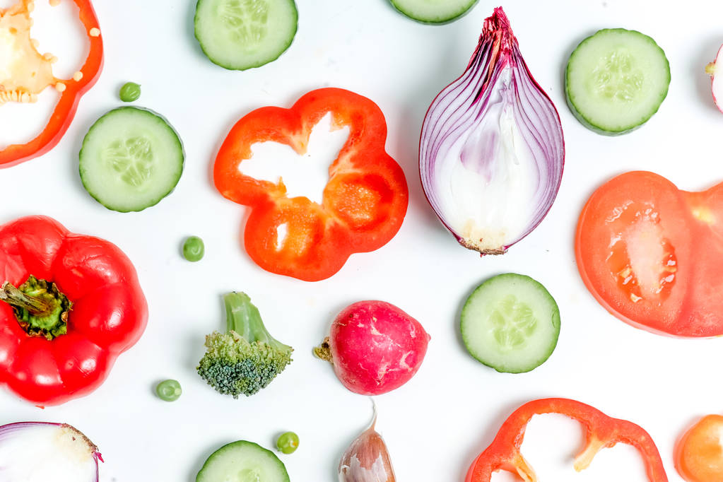 a fresh group of vegetables on white background - Photo, Image