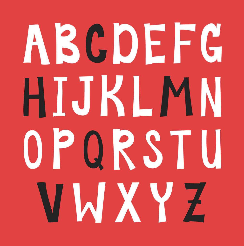 Lettering alphabet. Hand made ink font. . Trendy hipster vector illustration - Vector - Vector, Image