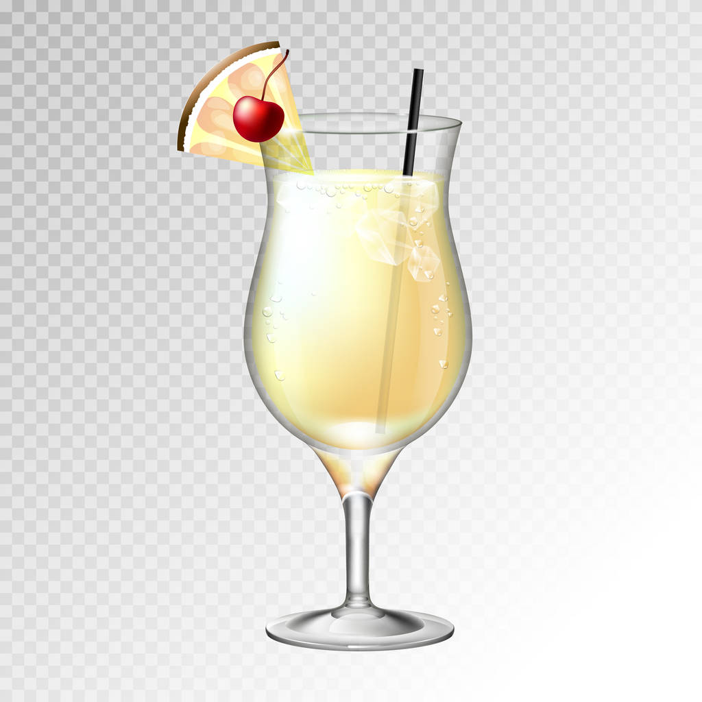 Realistické koktejl pina colada sklo vektorové ilustrace na průhledném pozadí - Vektor, obrázek