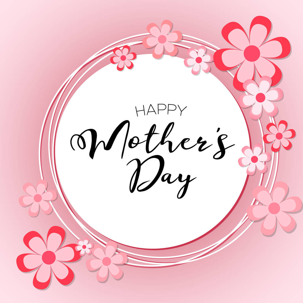Happy Mother's day! Wektor, ilustracja z kwiatami na różowym tle napis - Wektor, obraz