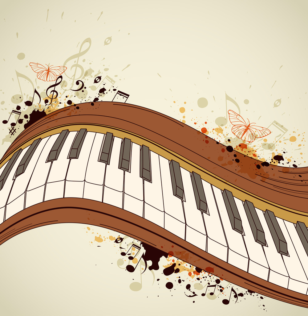 Klavier und Noten - Vektor, Bild