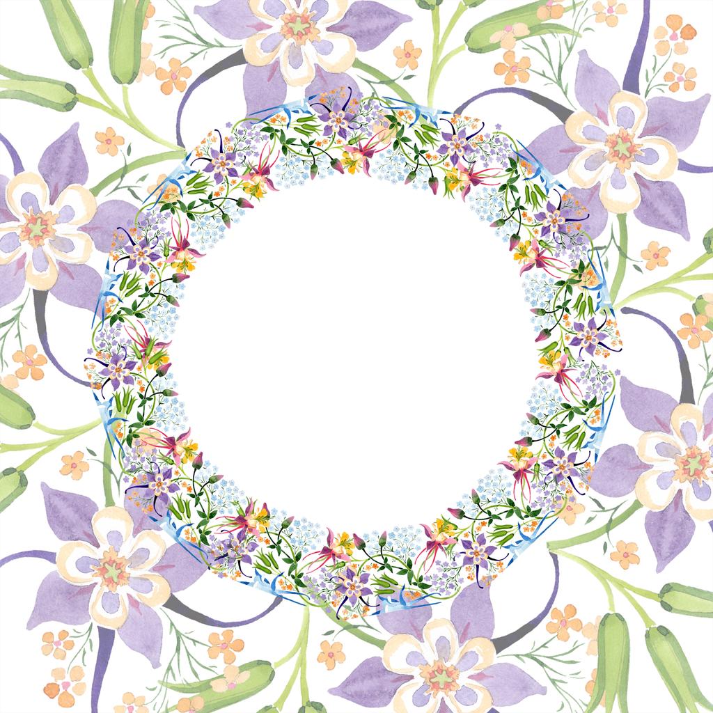 Aquarel achtergrond afbeelding instellen. Aquarel leeg frame grens floral sieraad met kopie ruimte. - Foto, afbeelding