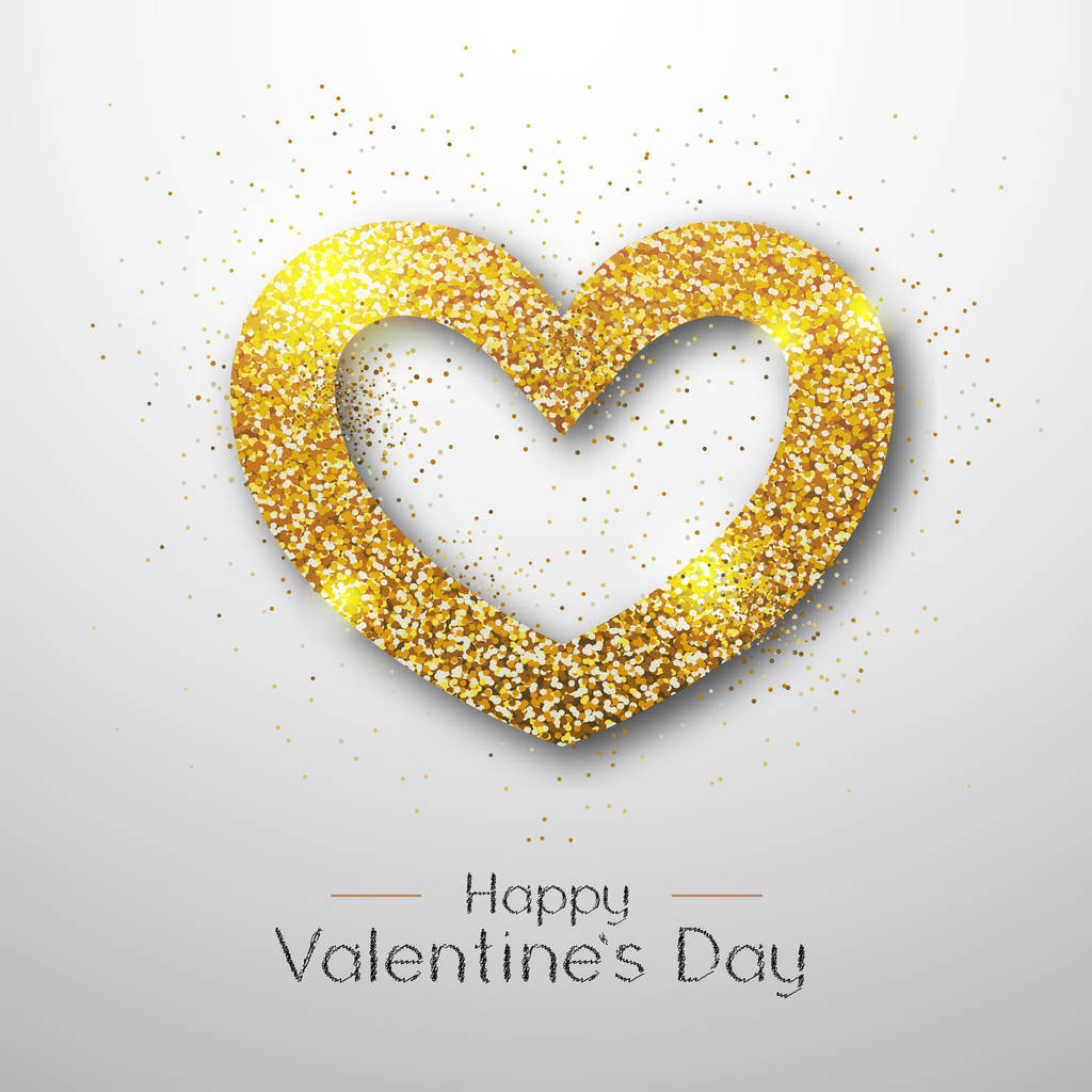 С днем Святого Валентина плакат. Символ золотой искры любви
 - Вектор,изображение