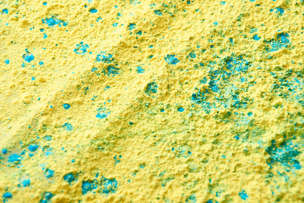 close up of yellow and blue holi powder - Photo, Image