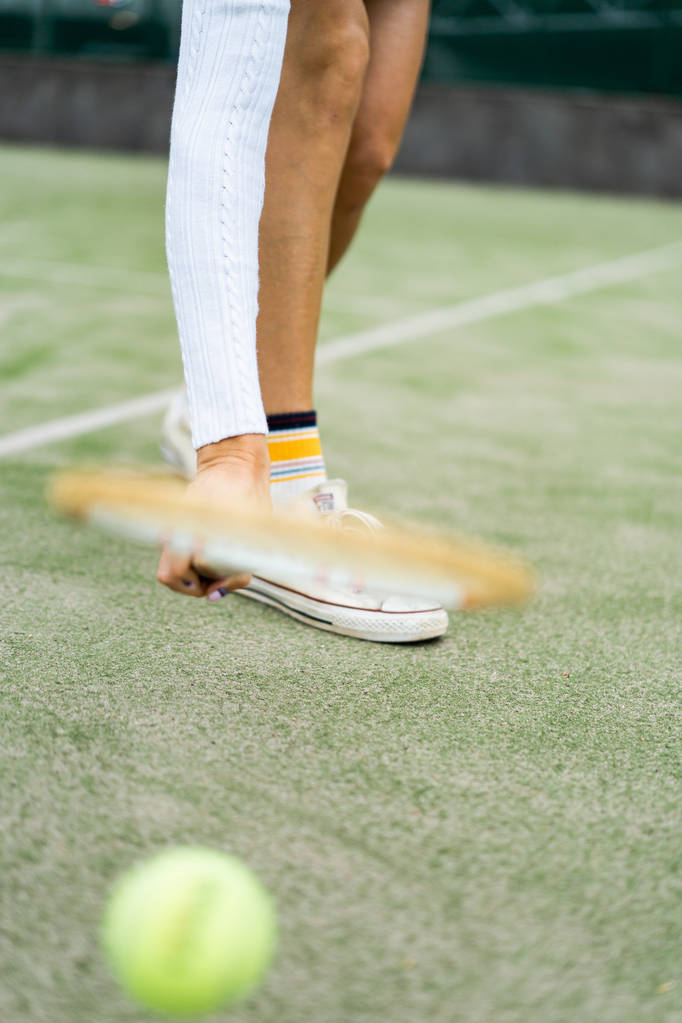 tennis apparatuur close-up zicht - Foto, afbeelding