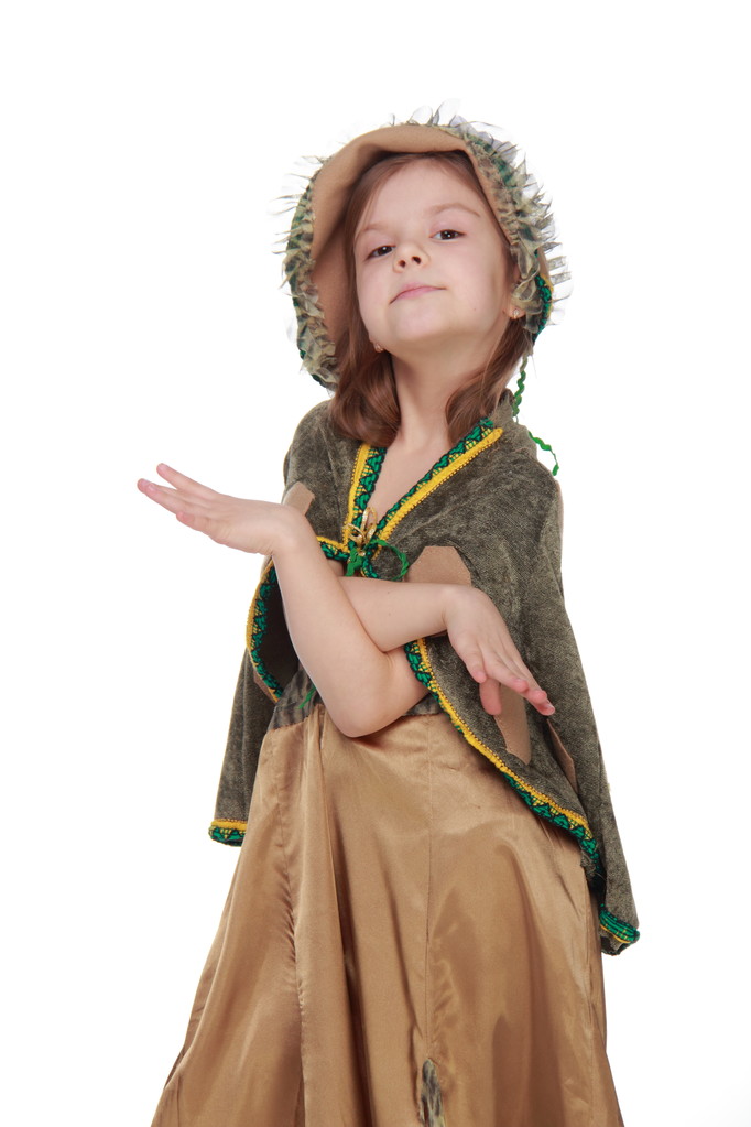 γοητευτικό μικρό κορίτσι σε ένα όμορφο φανταχτερό φόρεμα - Φωτογραφία, εικόνα