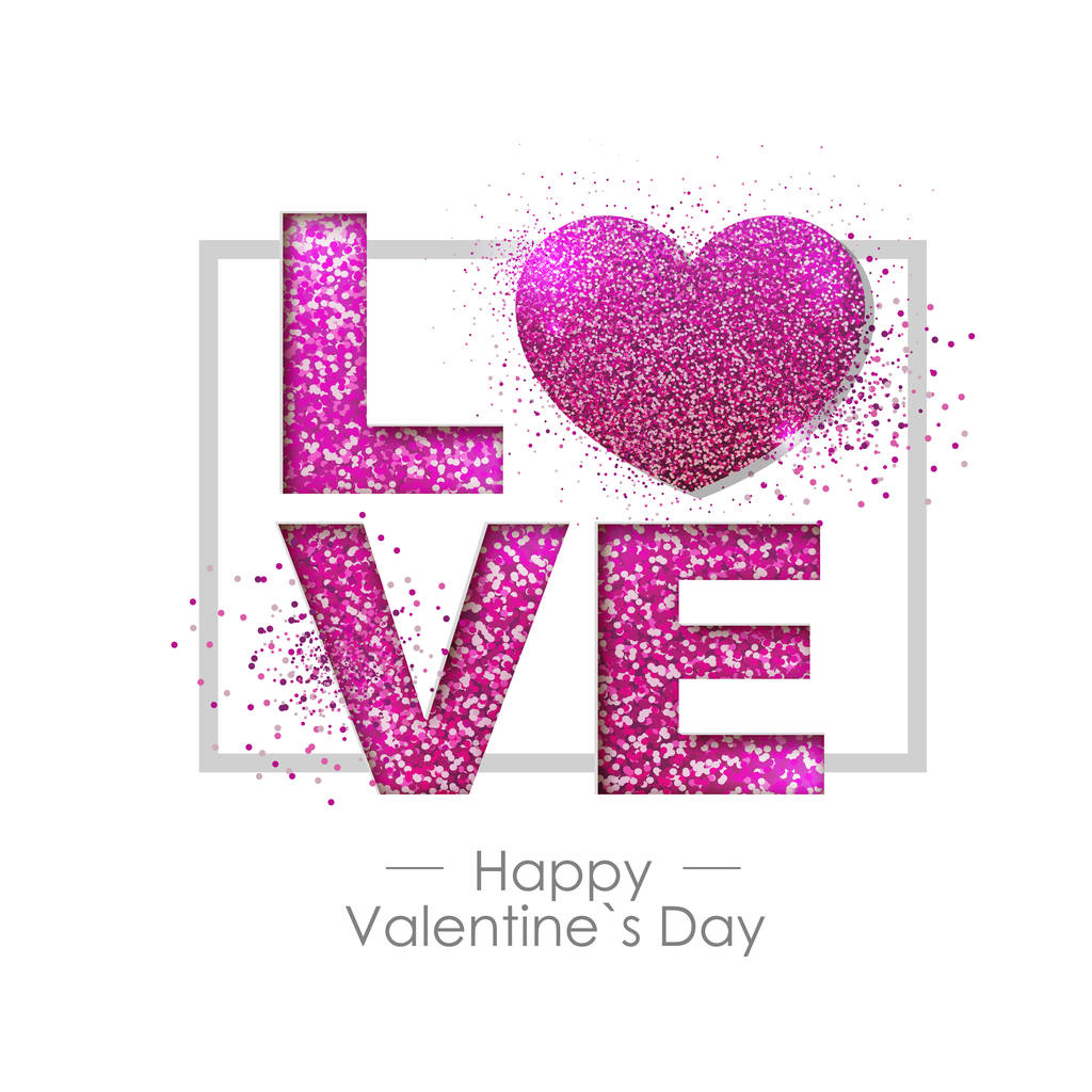 Feliz Dia dos Namorados fundo com coração de amor. Desenho de cartão de saudação tipgráfica
 - Vetor, Imagem