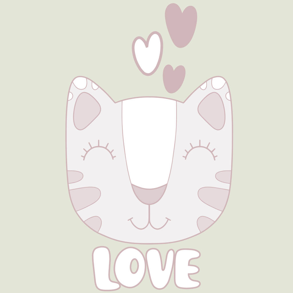 Cute positive cartoon cat with phrase in vector for kids - Vector, Image