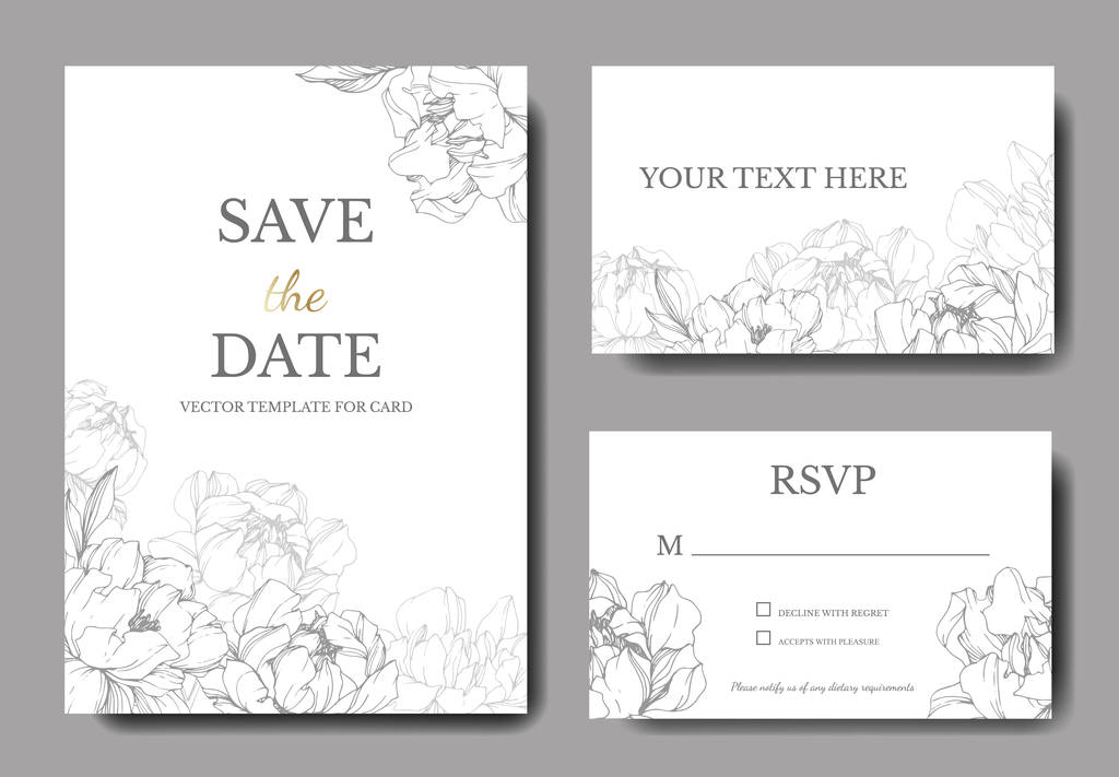 Vector Wedding Elegant Invitation Cards With Silver Free Stock Vector  Graphic Image