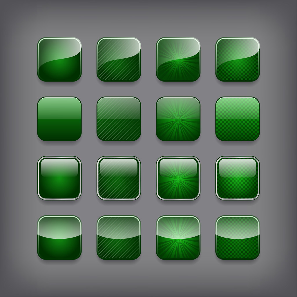 aantal lege groene knoppen - Vector, afbeelding