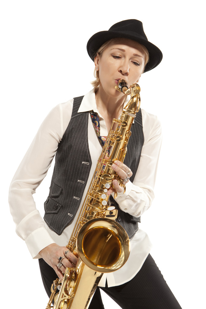 Mulher saxofonista
 - Foto, Imagem