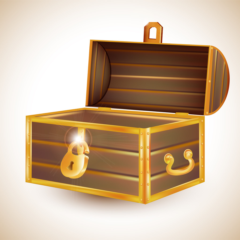 Open vintage wooden chest. - Vector, Image
