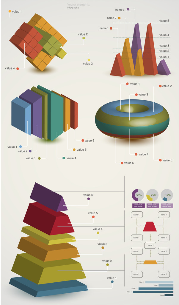 Illustrazione vettoriale colorata degli elementi infografici
  - Vettoriali, immagini