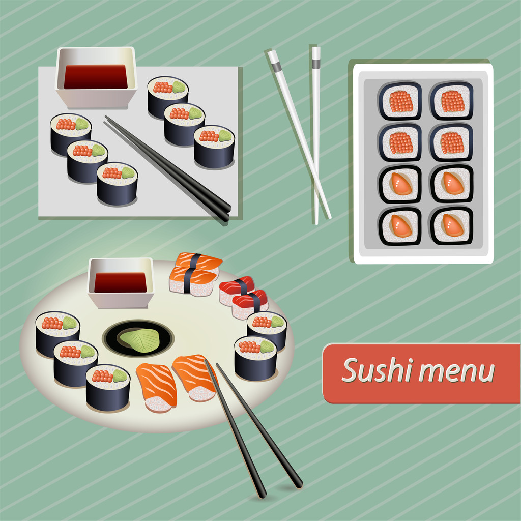 Σούσι Ιαπωνική τροφίμων εικονογράφηση διάνυσμα  - Διάνυσμα, εικόνα