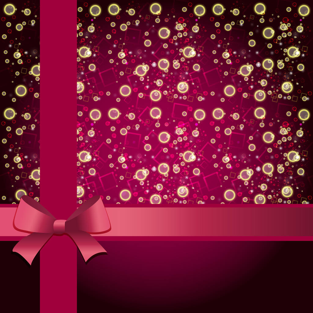 Elegant holiday background with gift pink bow and ribbon. Vector - Vector, Image