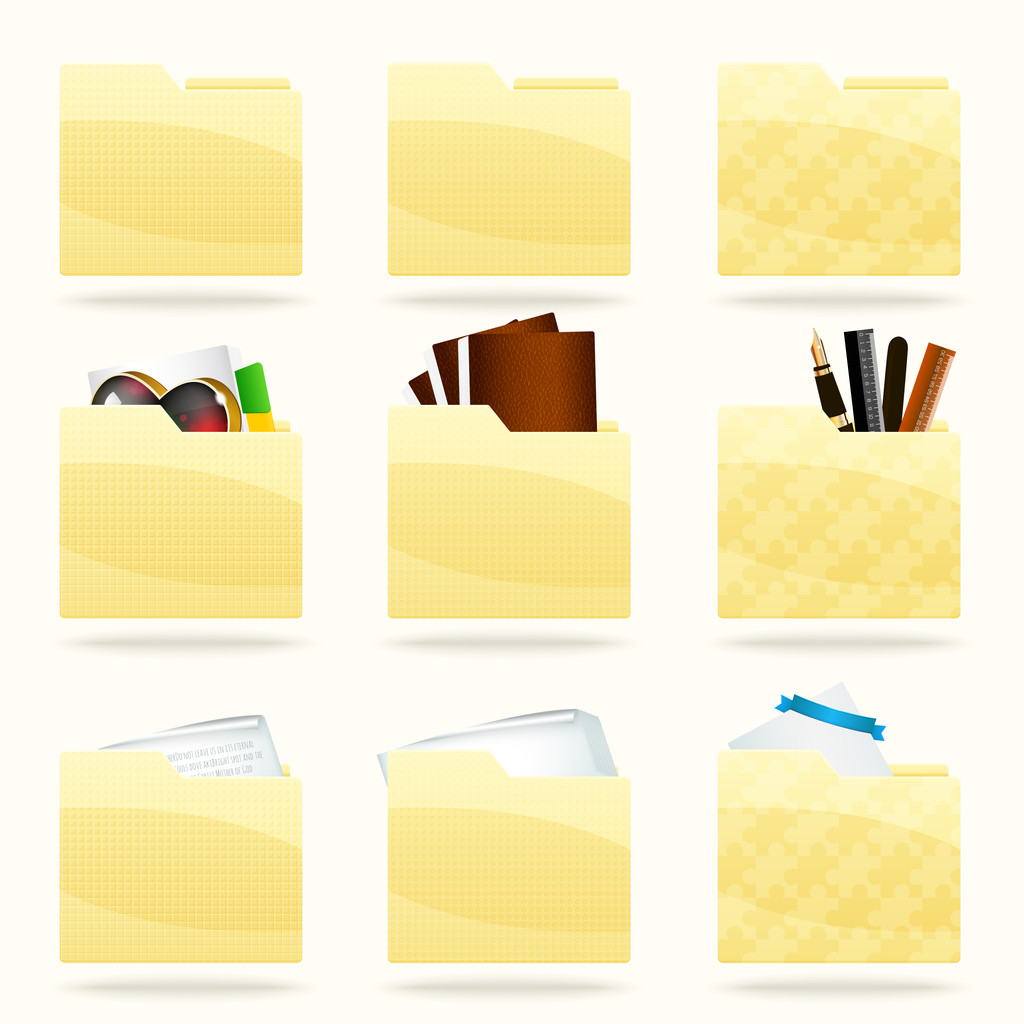 Vector folder icons set - Vector, Image
