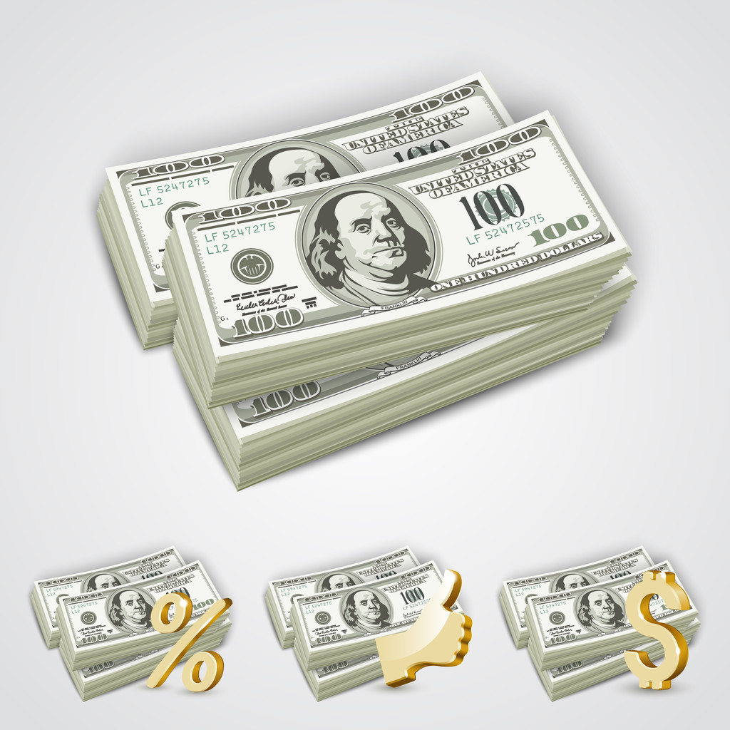 dolarové bankovky v balíčku - Vektor, obrázek