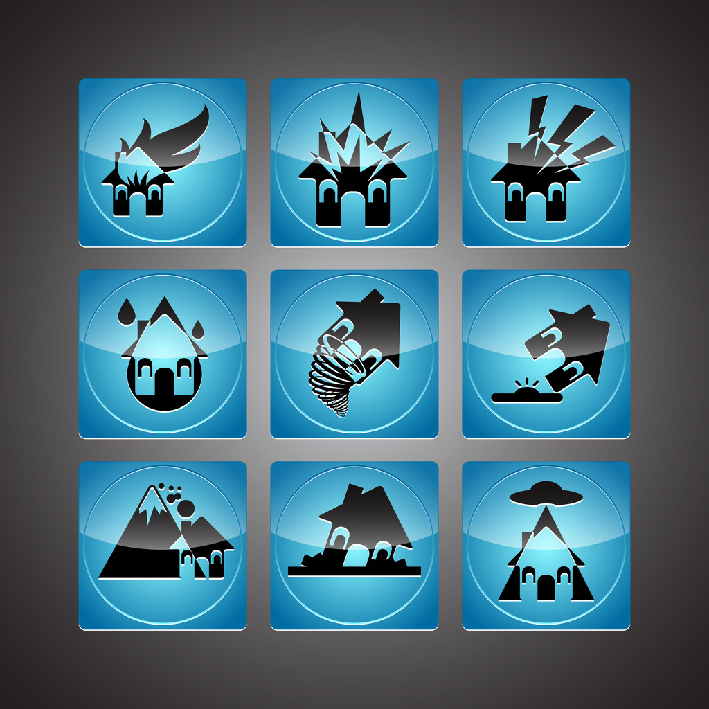 Katastrophen Icon Set Vektor Illustration  - Vektor, Bild