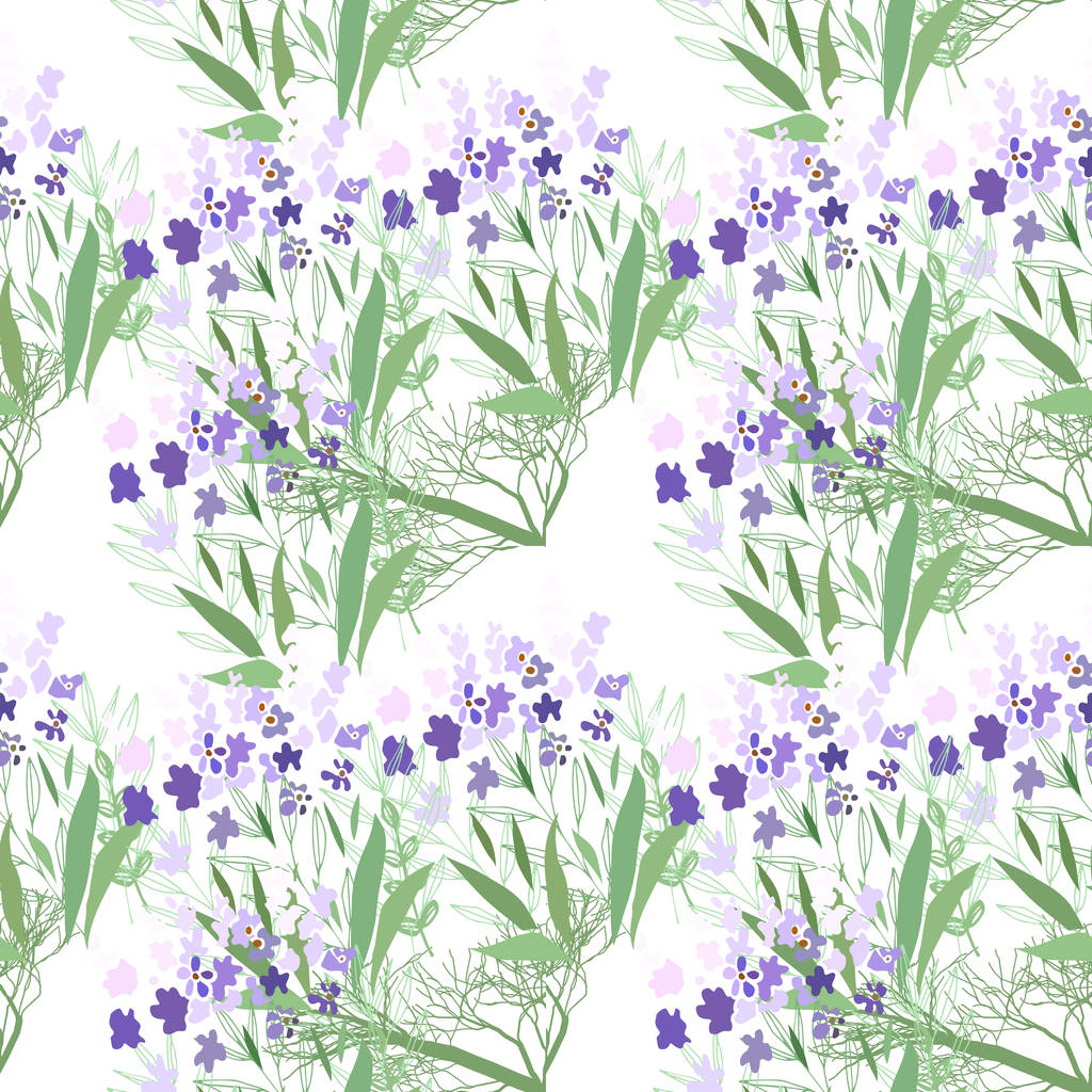 Seamless pattern with summer flowers and leaves on a white background - Photo, Image