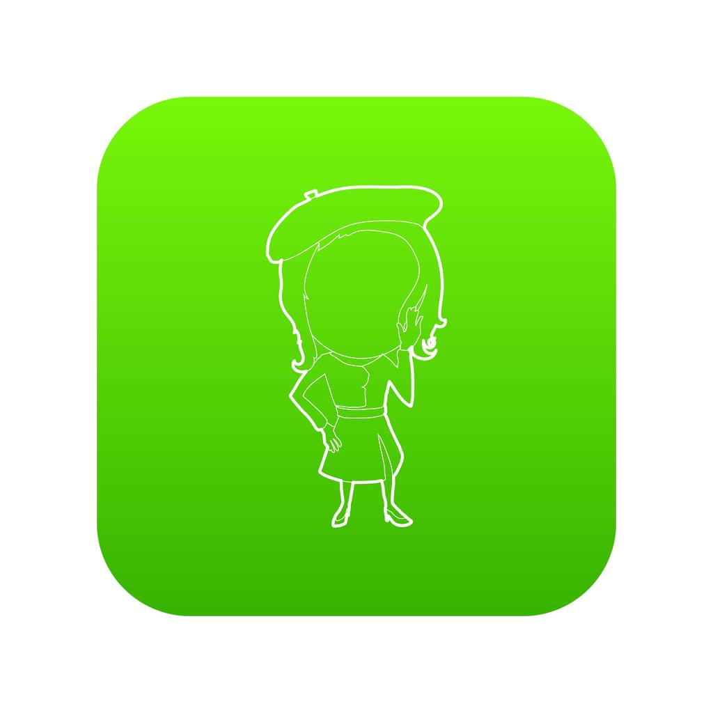 Frans meisje pictogram groen vector - Vector, afbeelding