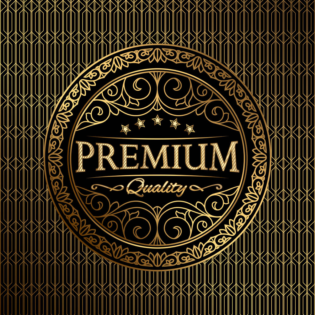 プレミアム品質の装飾的な黄金の紋章 - ベクター画像