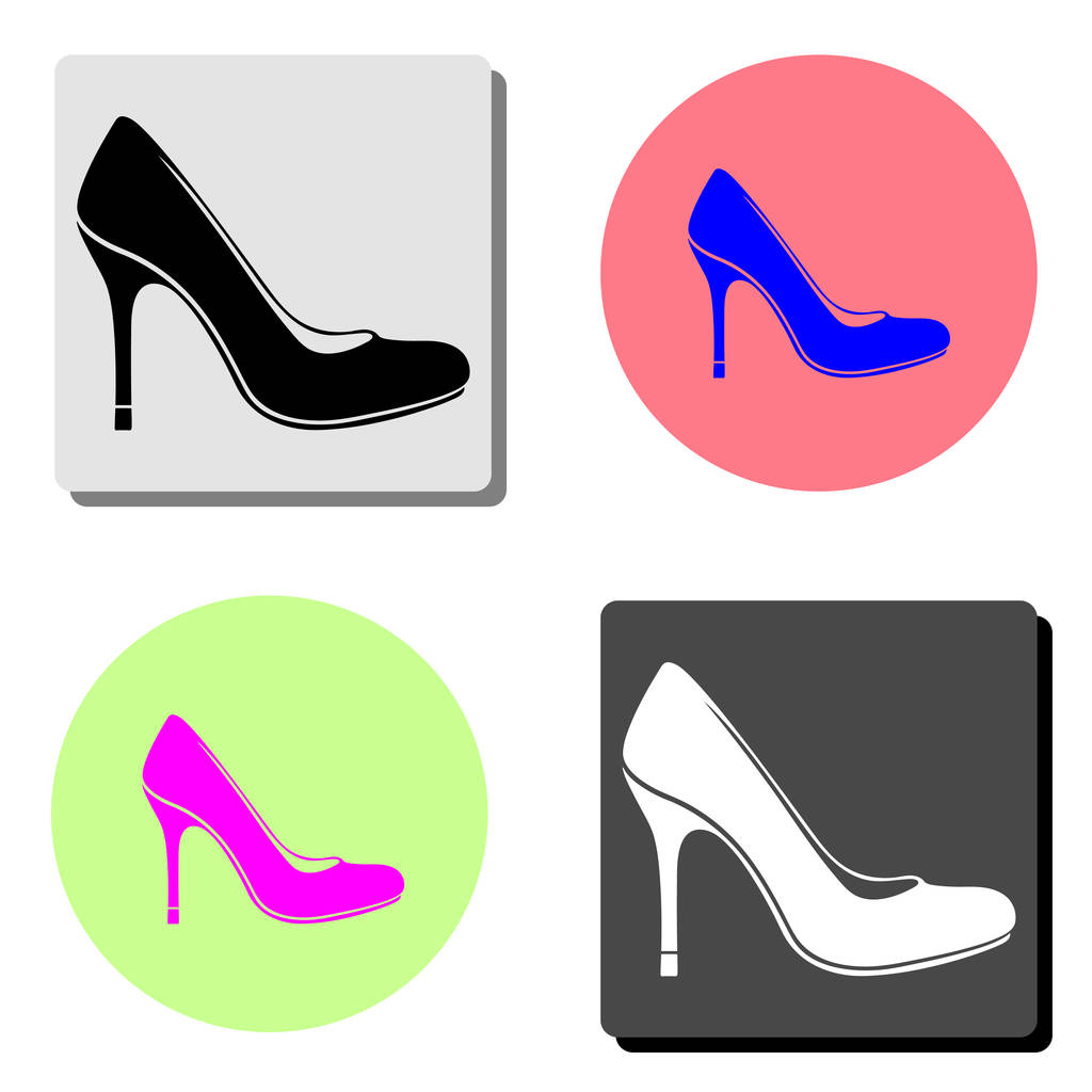 Naisten kengät. yksinkertainen tasainen vektori kuvake kuva neljällä eri värillä taustat
 - Vektori, kuva