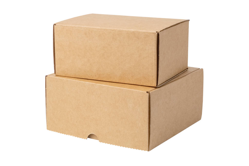 Due scatole di cartone, isolate su fondo bianco
. - Foto, immagini
