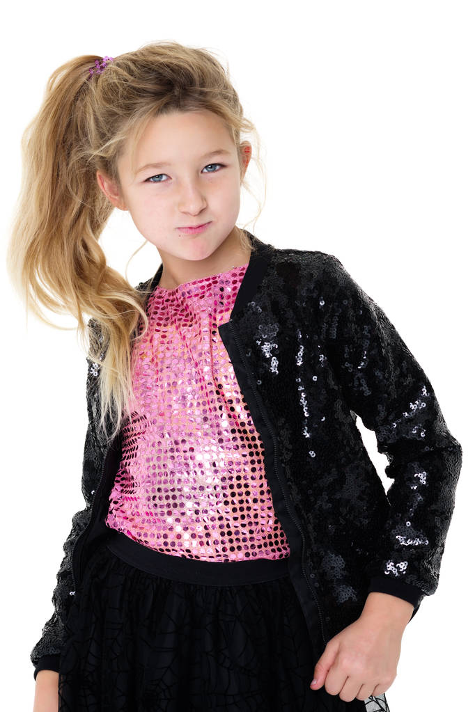 Little girl posing in the studio. Close-up. - Photo, Image