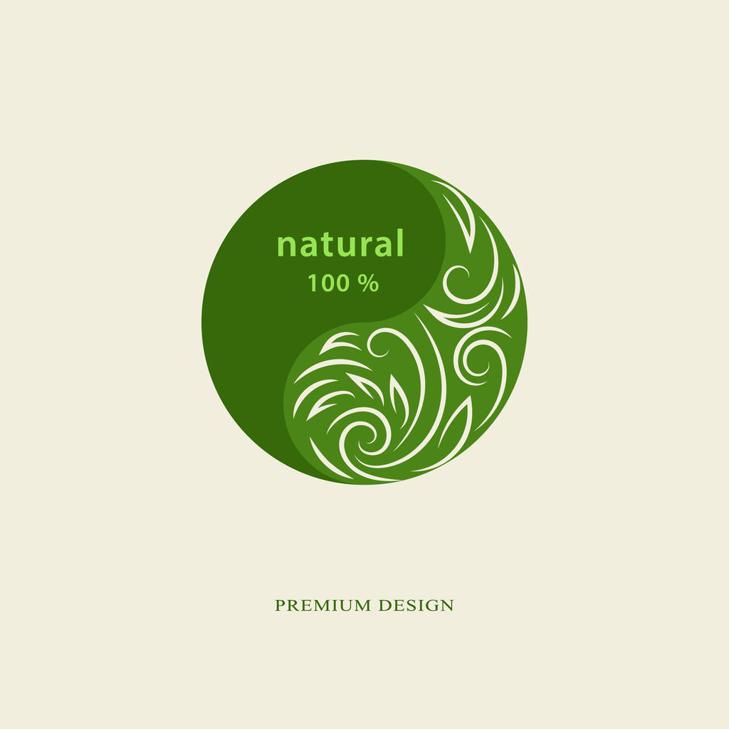 Absztrakt logo design sablon. Növény-web ikon elszigetelt. Design eco embléma kör. Kreatív ökológiai ökológiai élelmiszerek fogalmát. Monogram természet szimbólum. Gyönyörű jelkép. Vektoros illusztráció - Vektor, kép