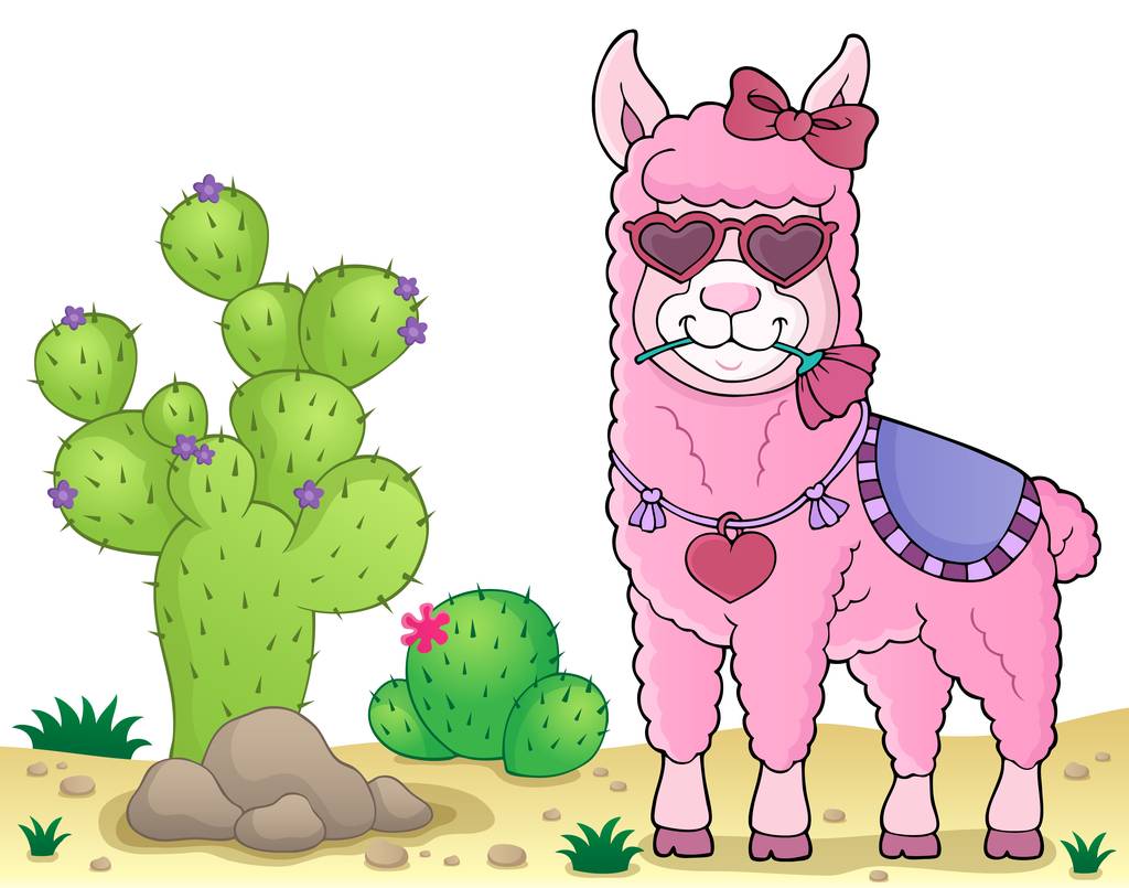 Llama with love glasses theme image 3 - eps10 vector illustration. - Vector, Image