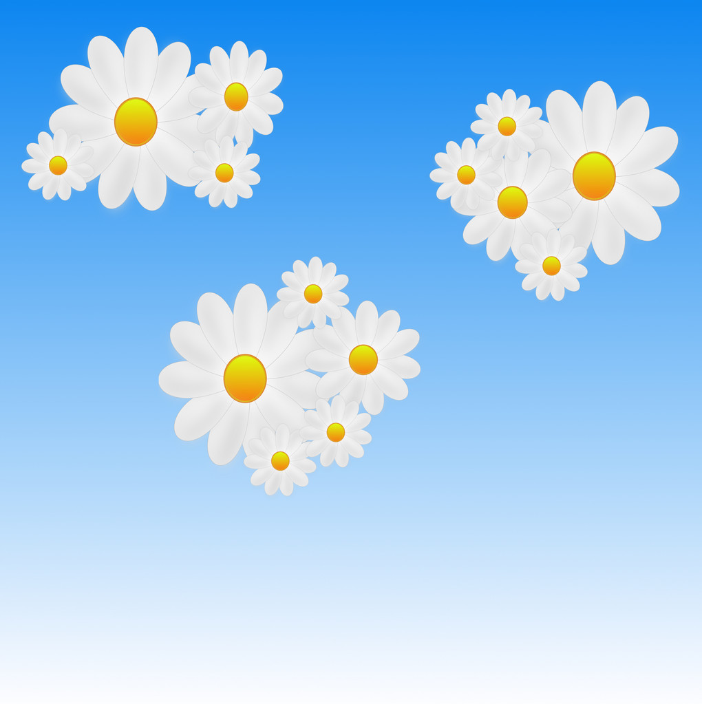 fundo designer de nuvens com as flores de cor branca
 - Foto, Imagem