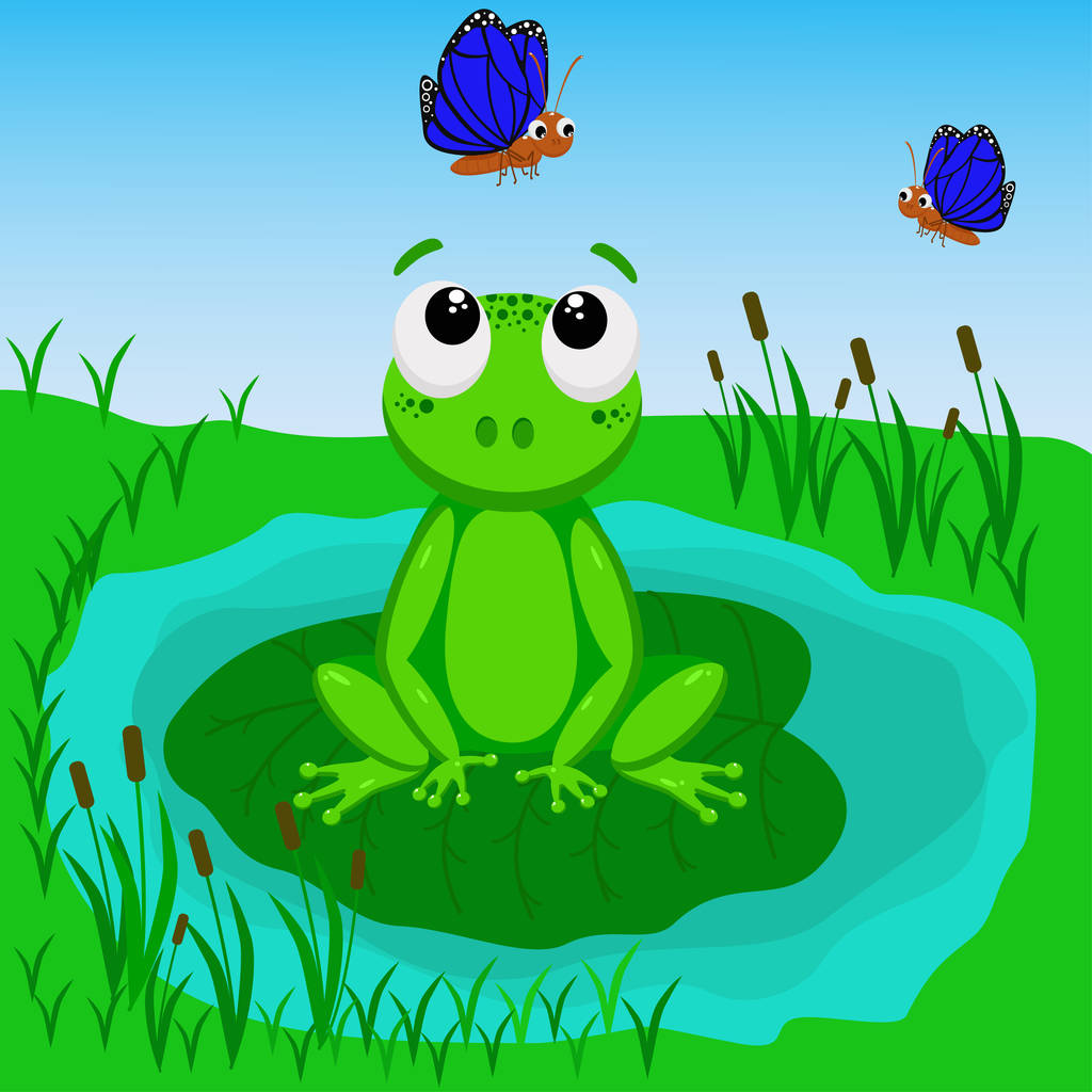 жаба в болоті векторна ілюстрація, eps
  - Вектор, зображення