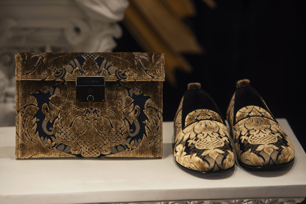 September 22, 2018: Milan, Italy -  Luxury Dolce Gabbana shoes and handbag in a store in Milan - Photo, Image