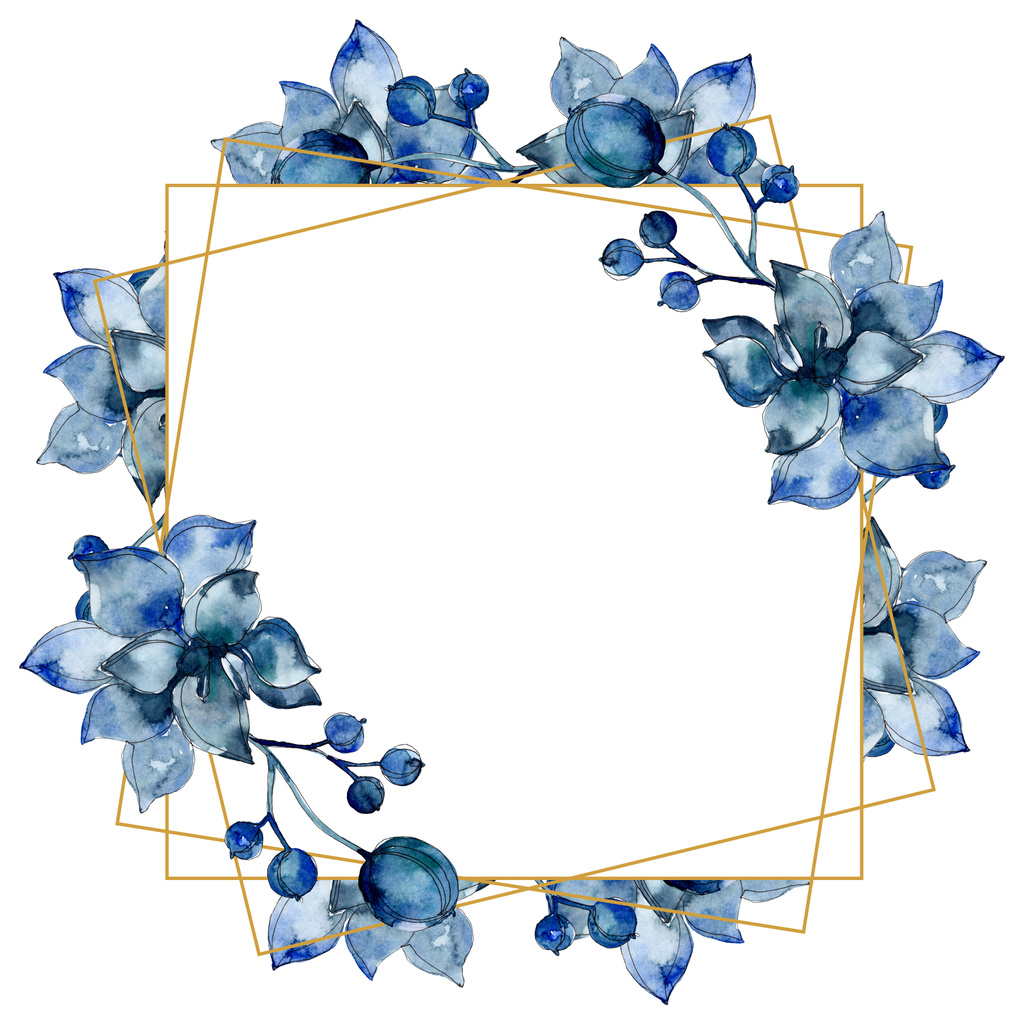 Sukkulente botanische Blumen. Aquarell Hintergrundillustration Set. Rahmen Bordüre Ornament. - Foto, Bild