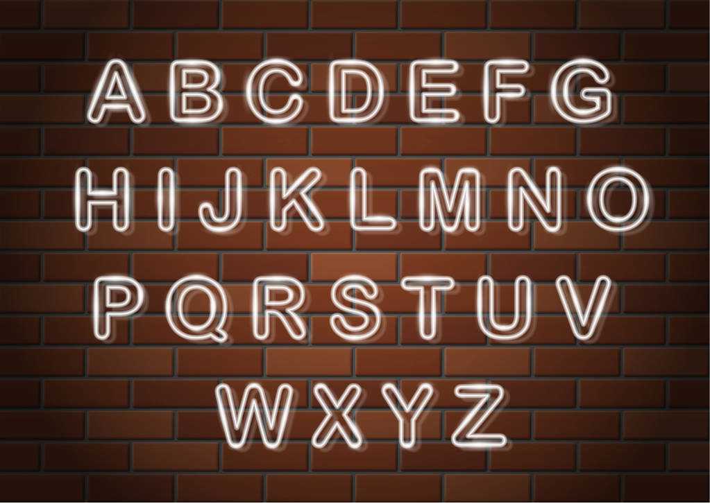zářící neon písmeny anglické abecedy vektorové ilustrace - Vektor, obrázek