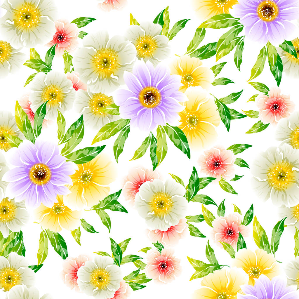 Векторна ілюстрація красивого яскравого фону візерунка квітів
 - Вектор, зображення