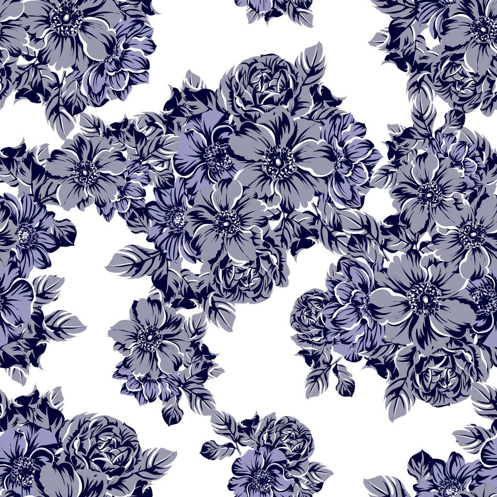 ilustração vetorial de flores vintage padrão pano de fundo
 - Vetor, Imagem