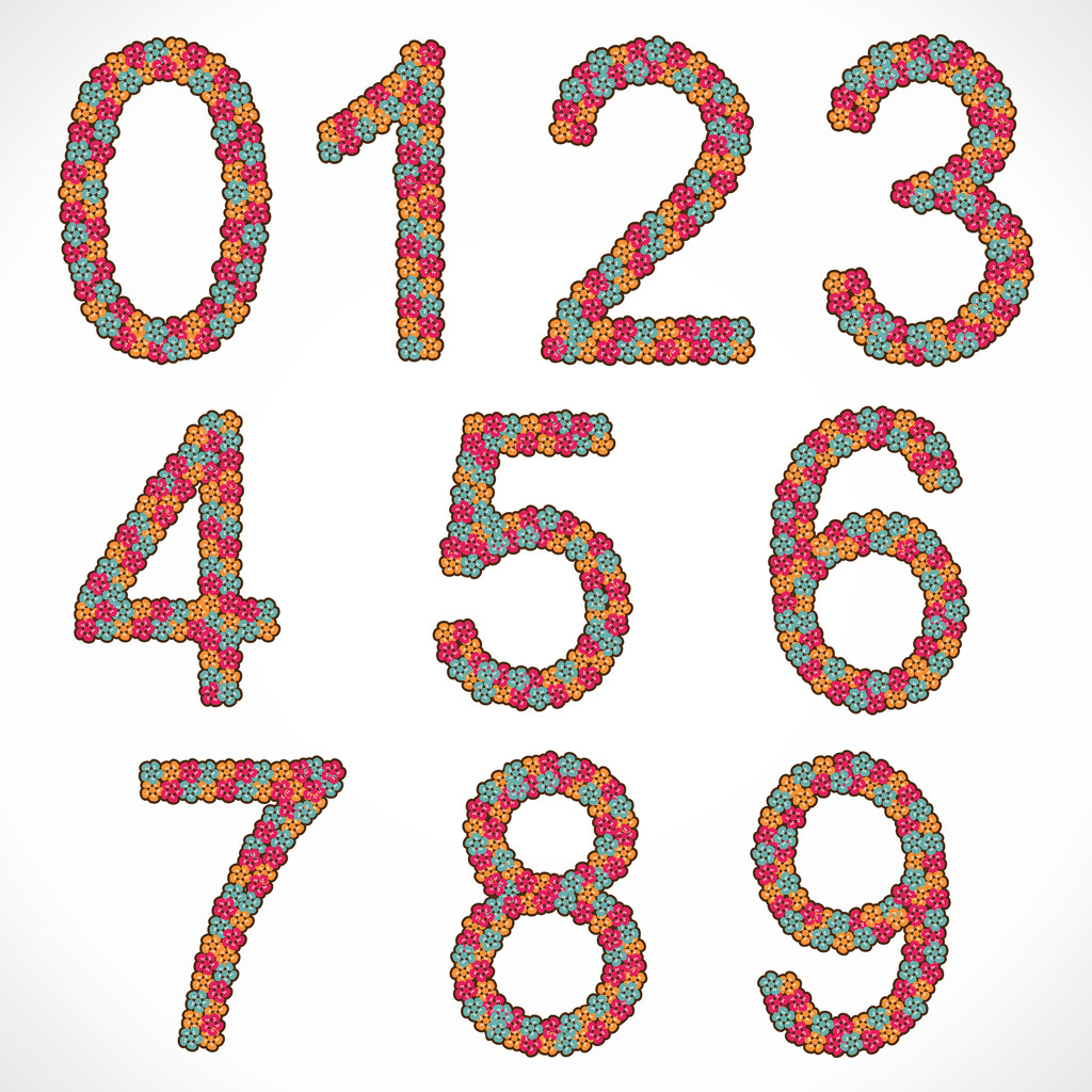 number write in flower style - Vector, Image