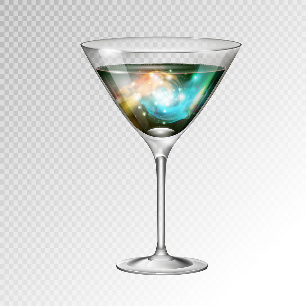 Реалистичная векторная иллюстрация коктейльного космополитического стекла с пространственным фоном внутри
 - Вектор,изображение