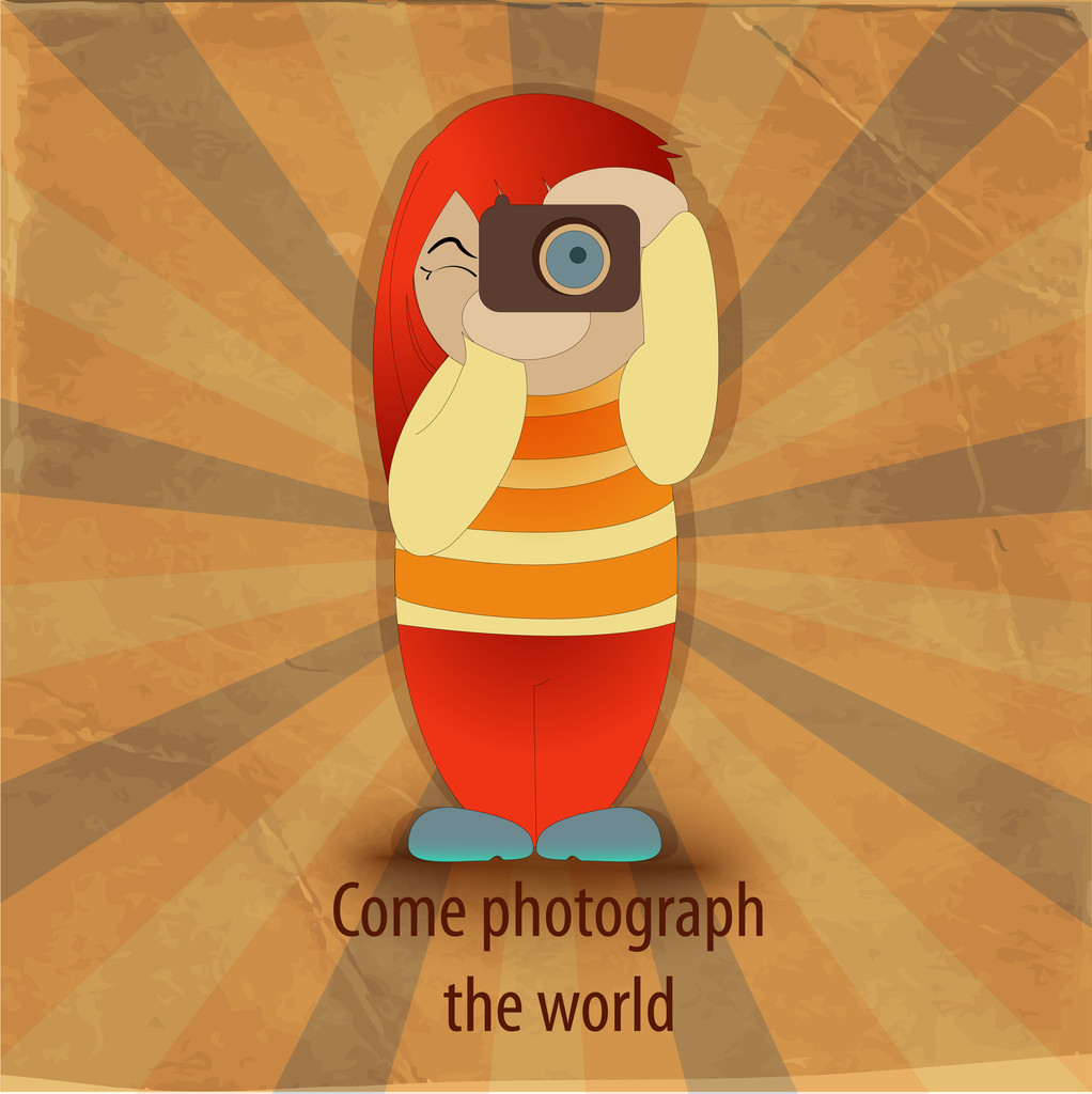Vector illustration of a girl with camera. - Vector, Image