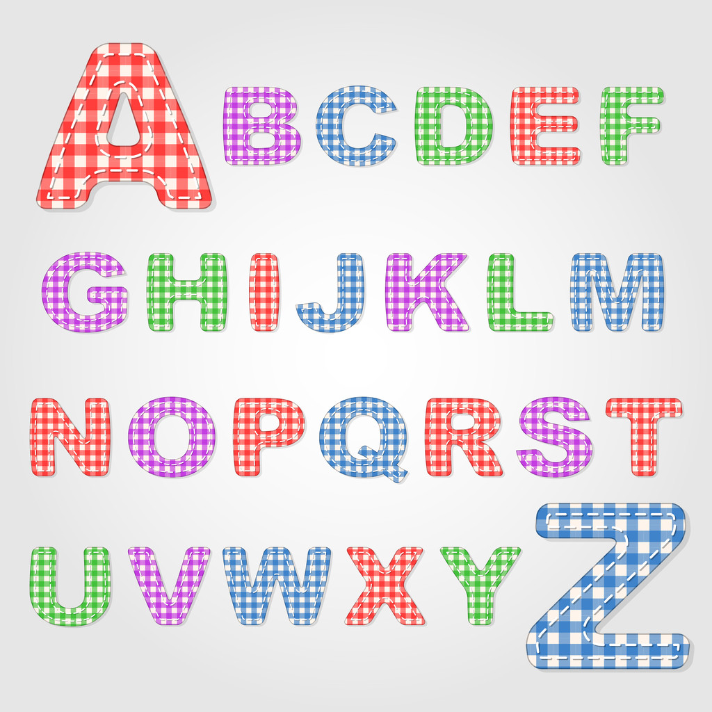 Alphabet Quilt and old fashioned baby blanket design - Vector, Image