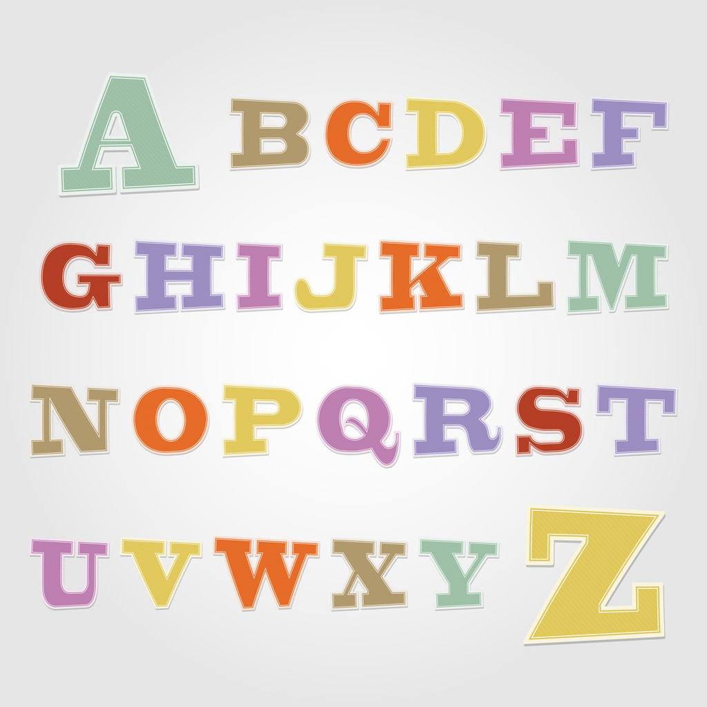Joyful sticker font - letter from A to Z - Vector, Image