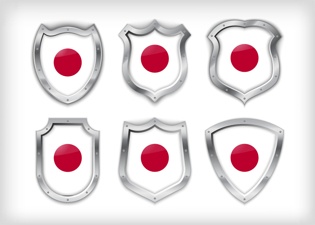 Different icons with flag of Japan - Vector, Image