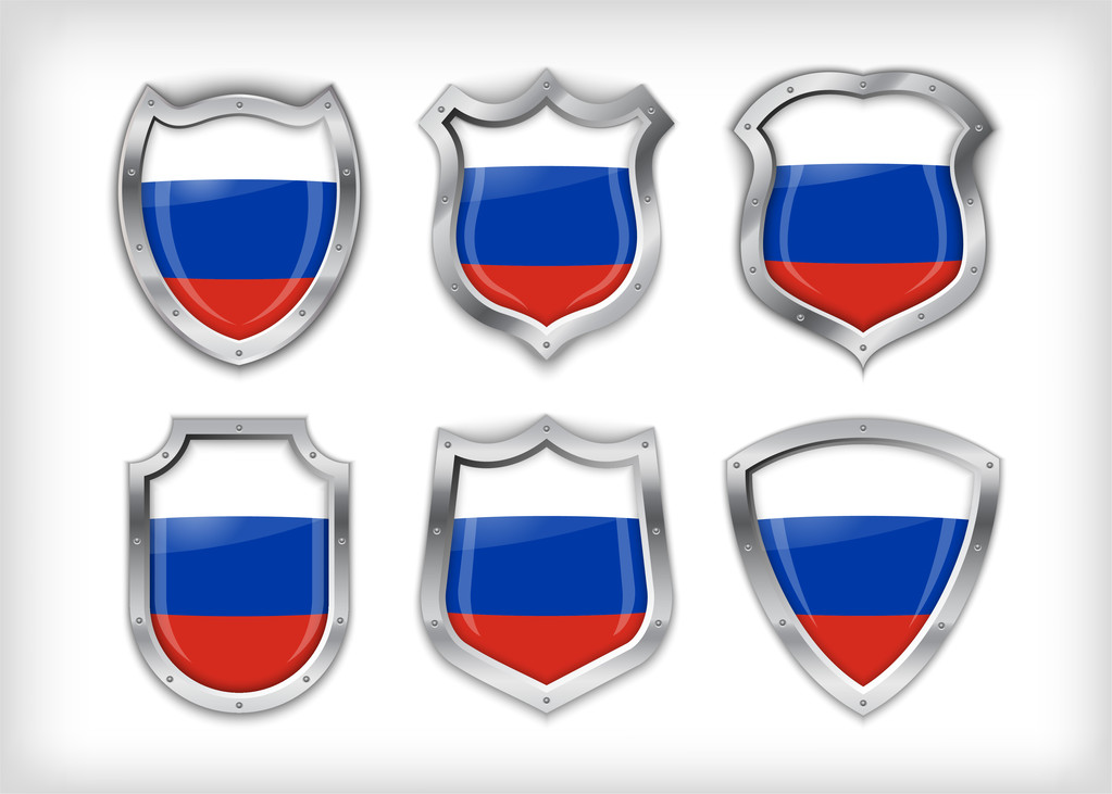 Diferentes iconos con bandera de Rusia
 - Vector, Imagen