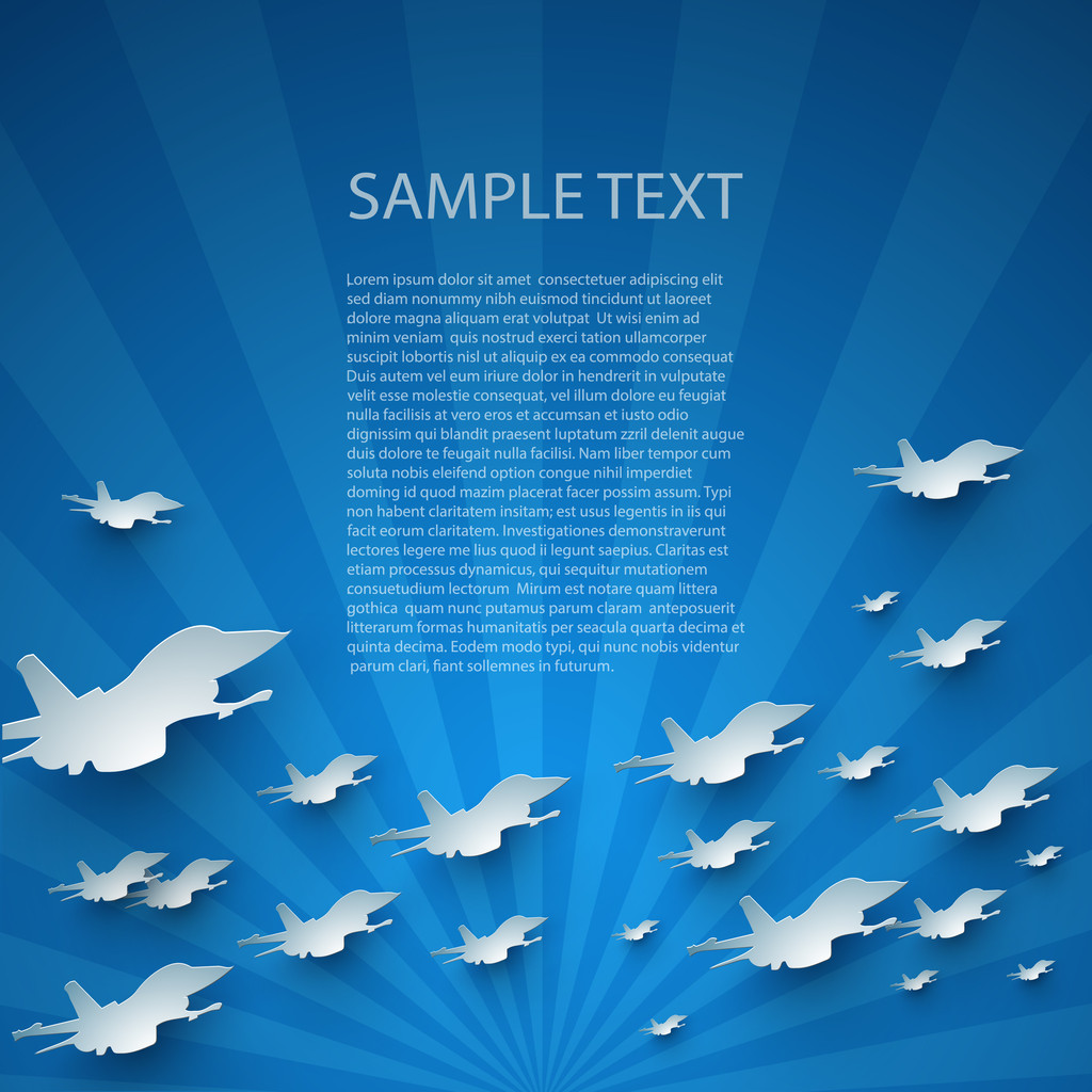 Blue abstract vector background with planes - Vector, Image