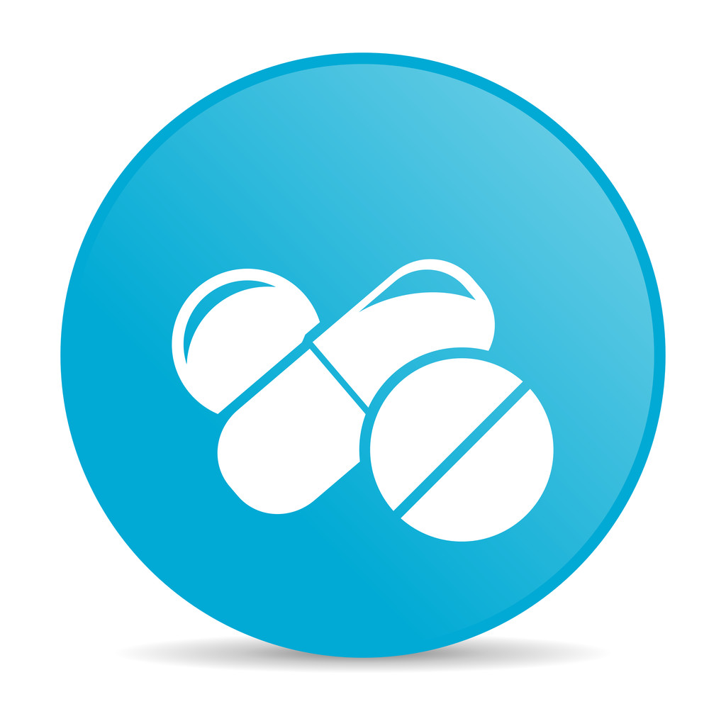 pillen blauwe cirkel web glanzende pictogram - Foto, afbeelding