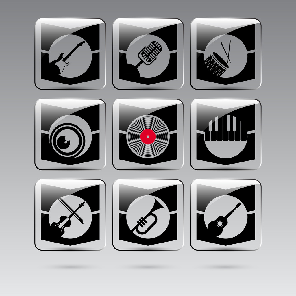 Set of musical instruments - Vector, Image